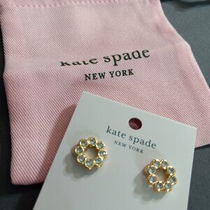 NWT Kate Spade clear / gold earrings studs